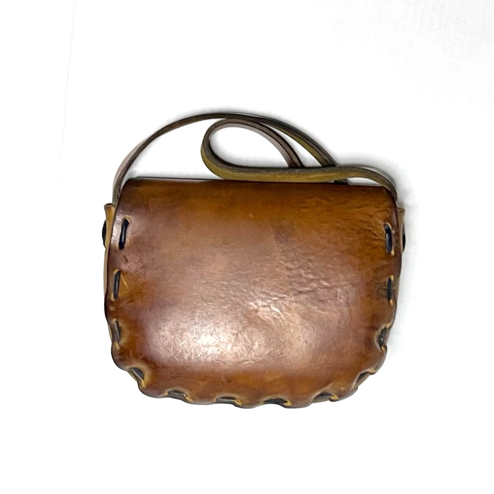 Vintage Tooled Leather Structured Crossbody Bag - Picture 3 of 15